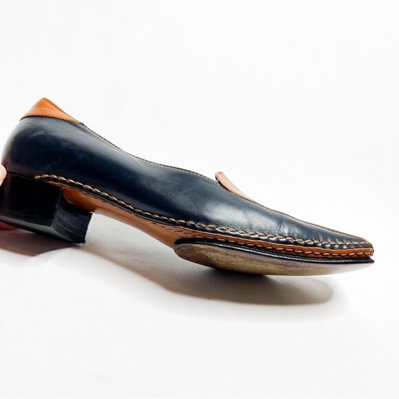 🍋 Quercioli • Authentic Women’s Two-Tone Handmade Leather Pumps Size 36.5 - Picture 7 of 8